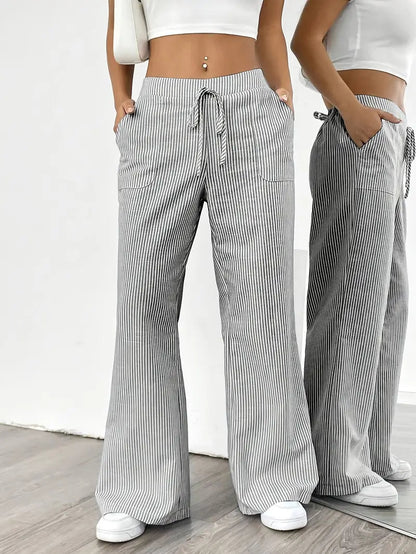 Pamela | Women's High-Waisted Striped Wide Leg Pants