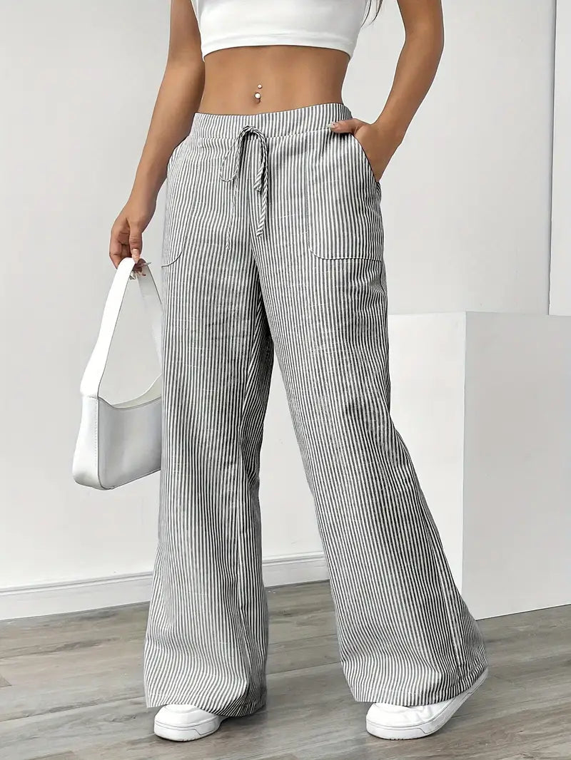 Pamela | Women's High-Waisted Striped Wide Leg Pants