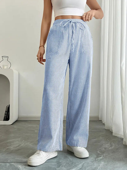 Pamela | Women's High-Waisted Striped Wide Leg Pants