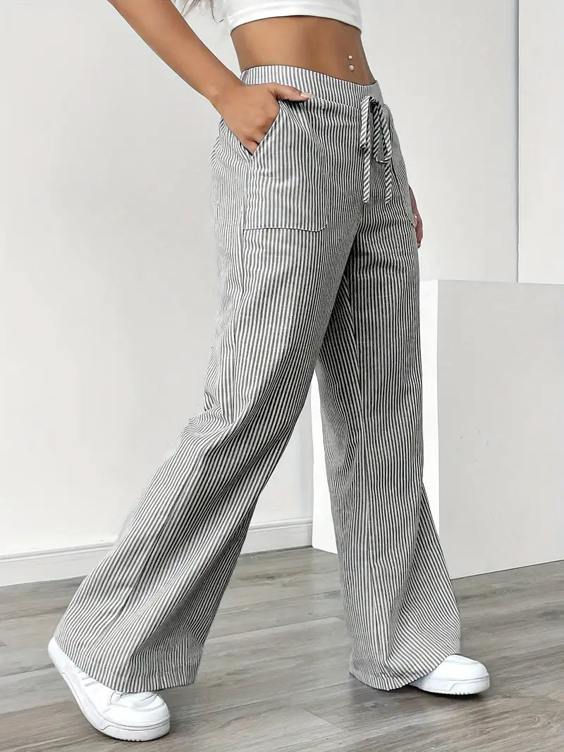 Pamela | Women's High-Waisted Striped Wide Leg Pants