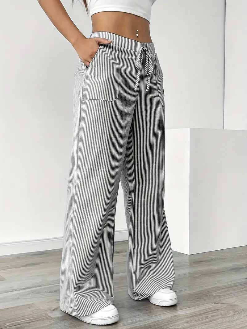 Pamela | Women's High-Waisted Striped Wide Leg Pants