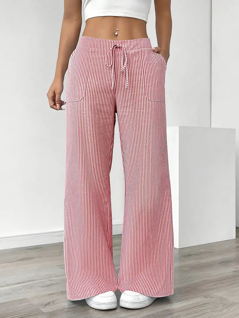 Pamela | Women's High-Waisted Striped Wide Leg Pants