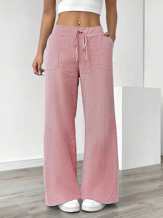 Pamela | Women's High-Waisted Striped Wide Leg Pants