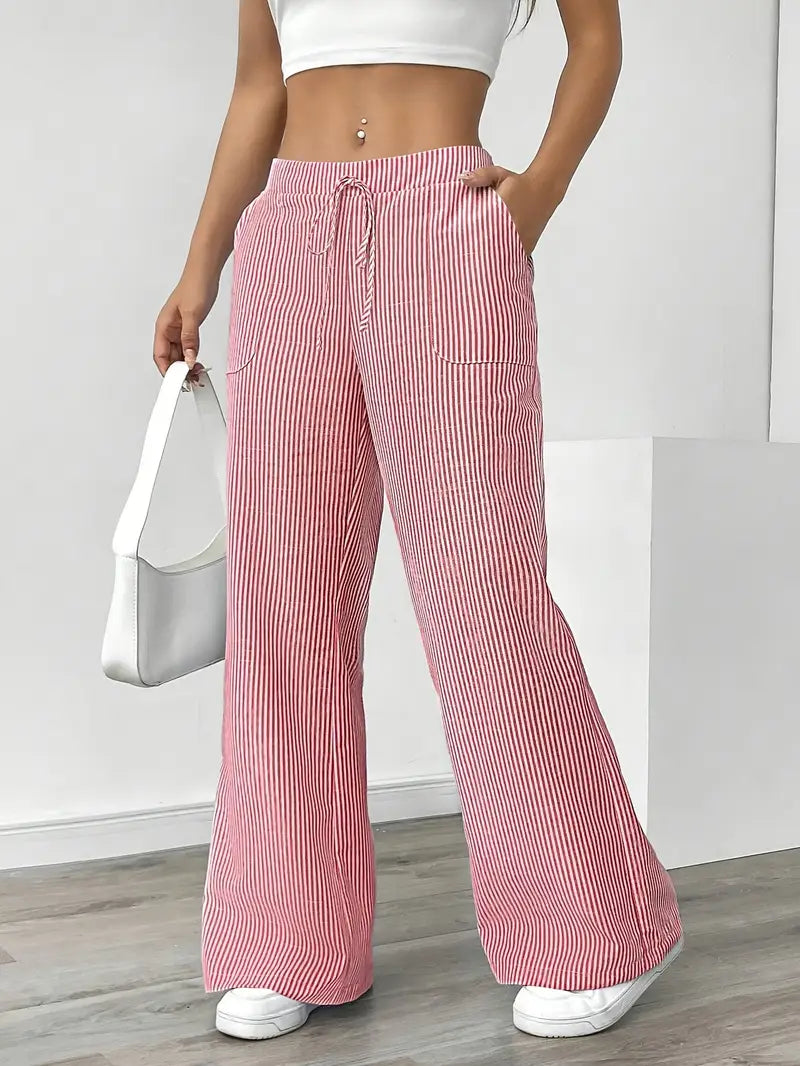 Pamela | Women's High-Waisted Striped Wide Leg Pants