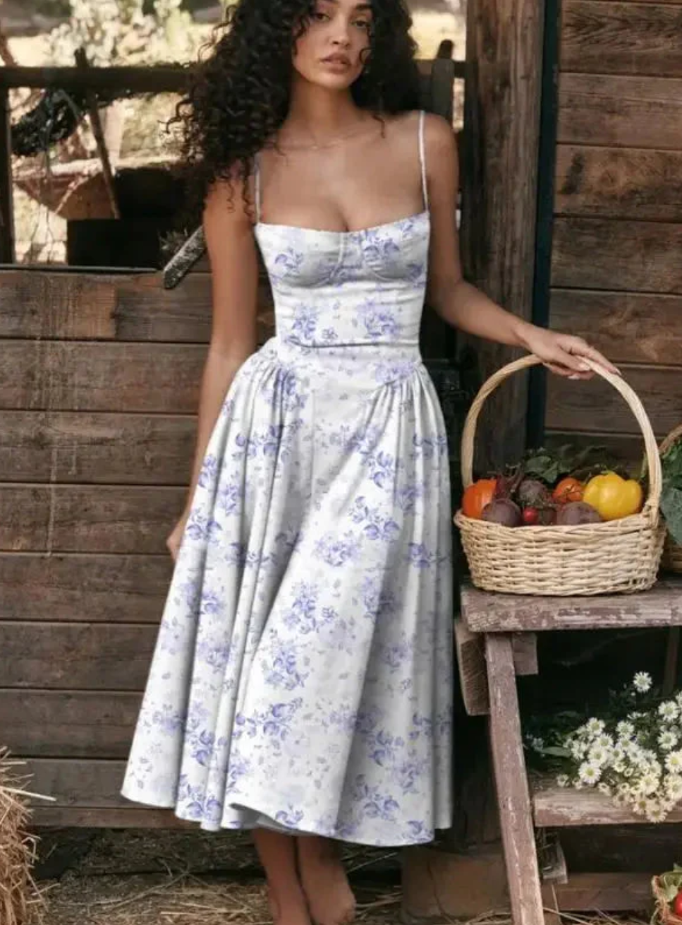 Patricia | Women's Spaghetti Strap A-Line Midi Dress