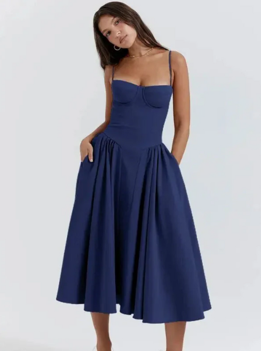 Patricia | Women's Spaghetti Strap A-Line Midi Dress