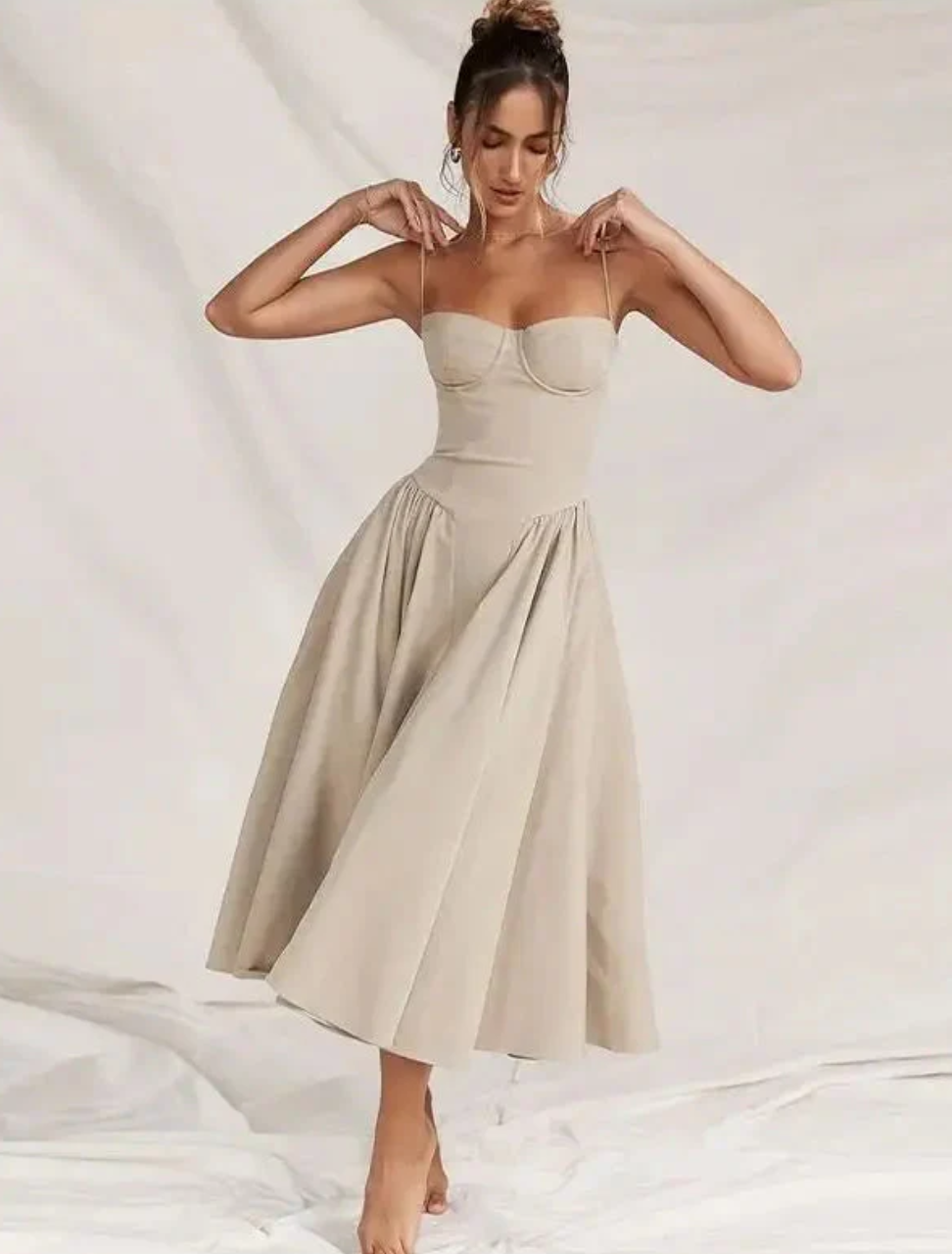 Patricia | Women's Spaghetti Strap A-Line Midi Dress
