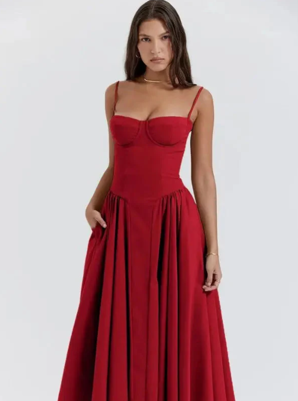 Patricia | Women's Spaghetti Strap A-Line Midi Dress