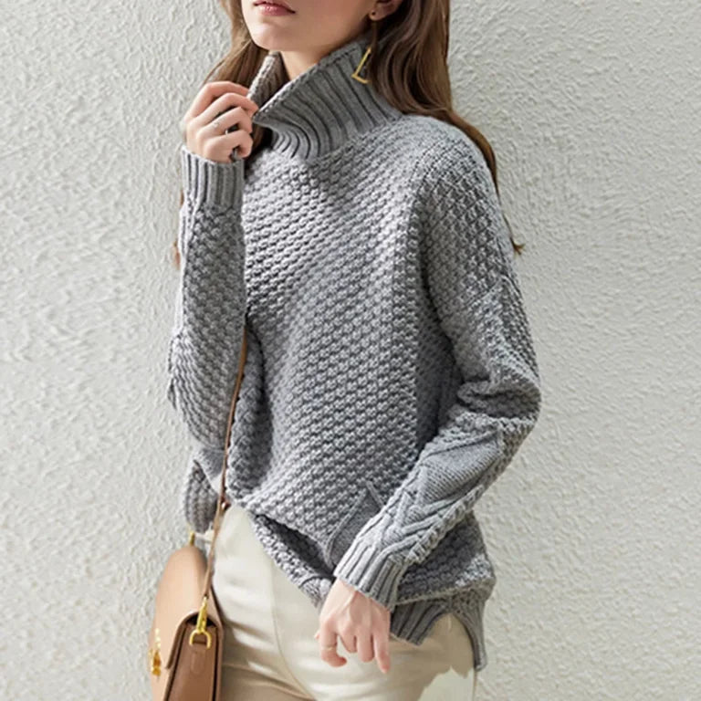 Peggy | Women's Turtleneck Textured Knit Sweater