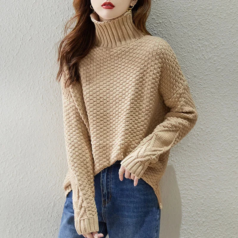 Peggy | Women's Turtleneck Textured Knit Sweater