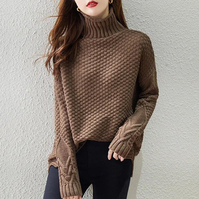 Peggy | Women's Turtleneck Textured Knit Sweater