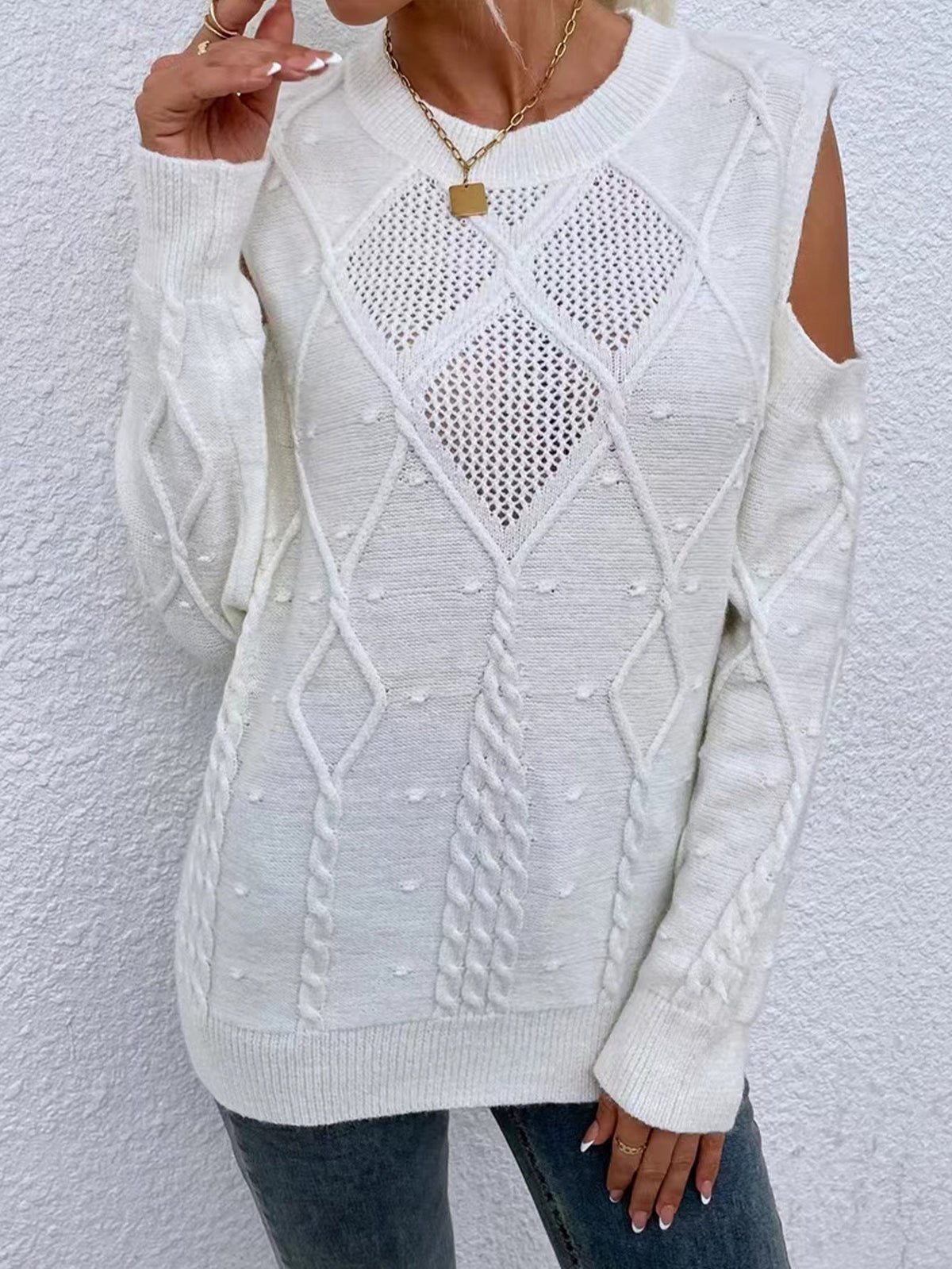 Phoebe | Women's Cold Shoulder Long Sleeve Sweater
