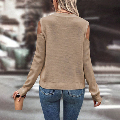 Phoebe | Women's Cold Shoulder Long Sleeve Sweater
