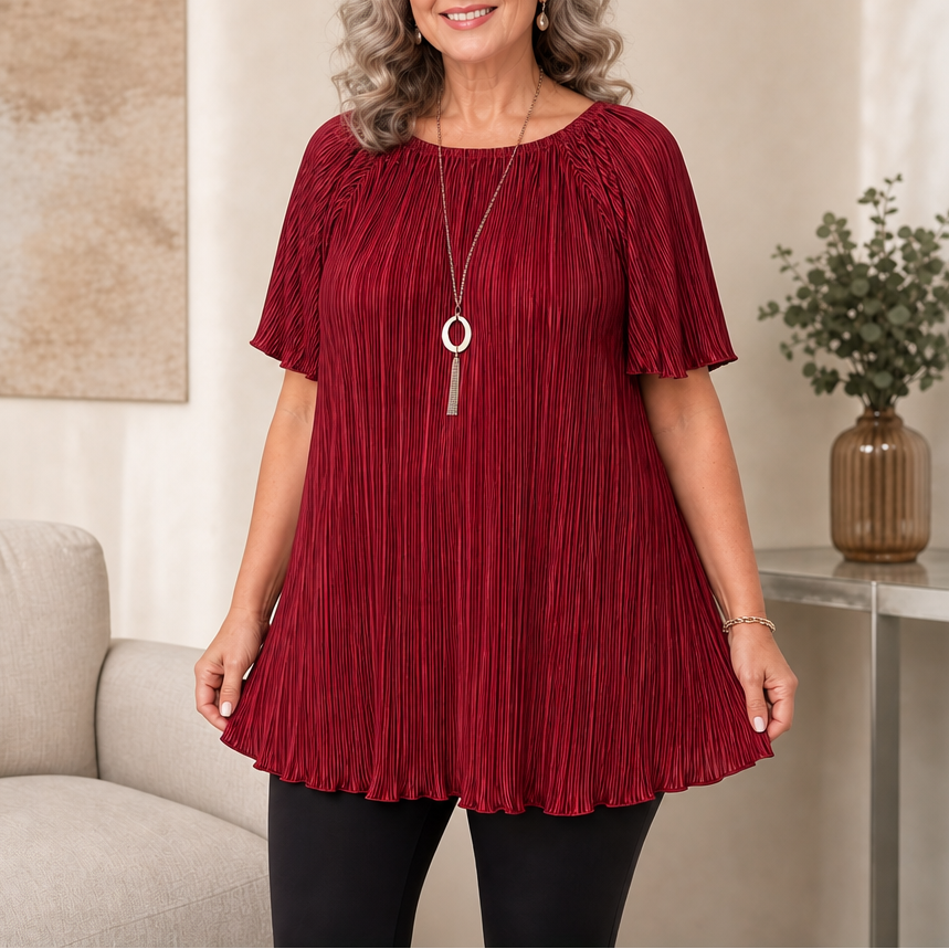Pleated Wide-Fit Blouse