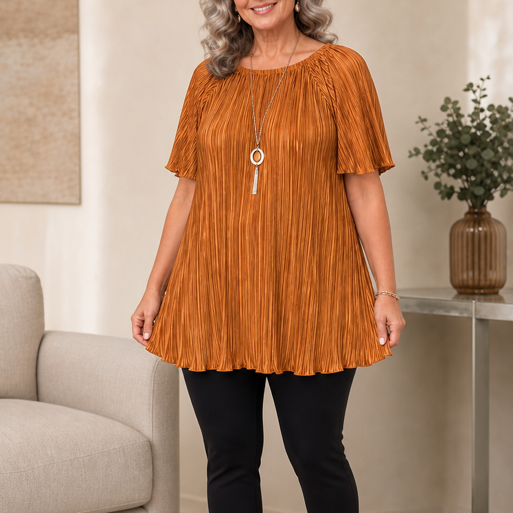 Pleated Wide-Fit Blouse