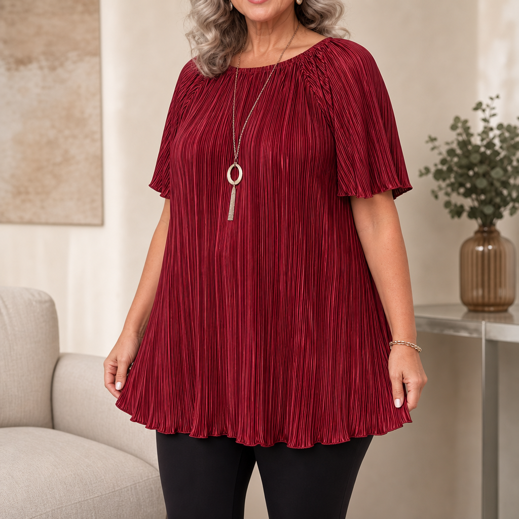 Pleated Wide-Fit Blouse