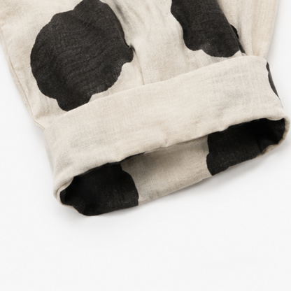Polka Dot Cotton-Linen V-Neck Blouse