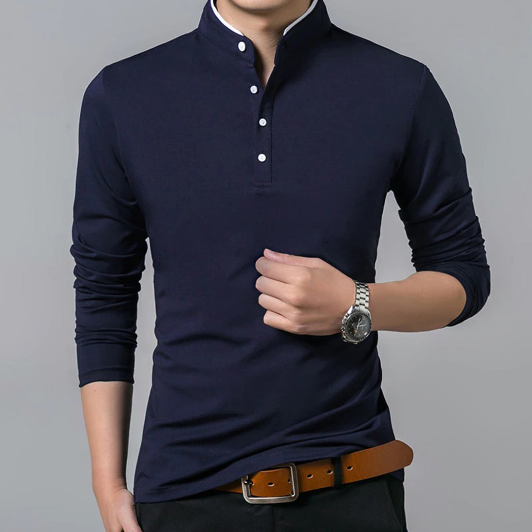 Preston | Men's Long Sleeve Slim-Fit Polo Shirt