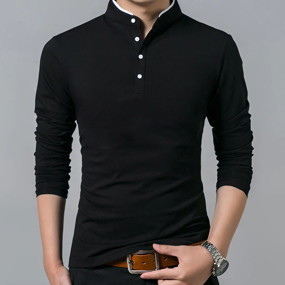 Preston | Men's Long Sleeve Slim-Fit Polo Shirt