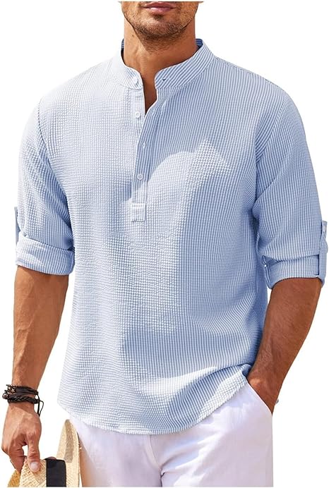 Reece | Men's Grandad Collar Casual Shirt
