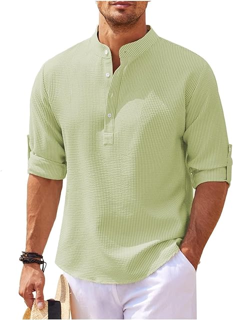 Reece | Men's Grandad Collar Casual Shirt