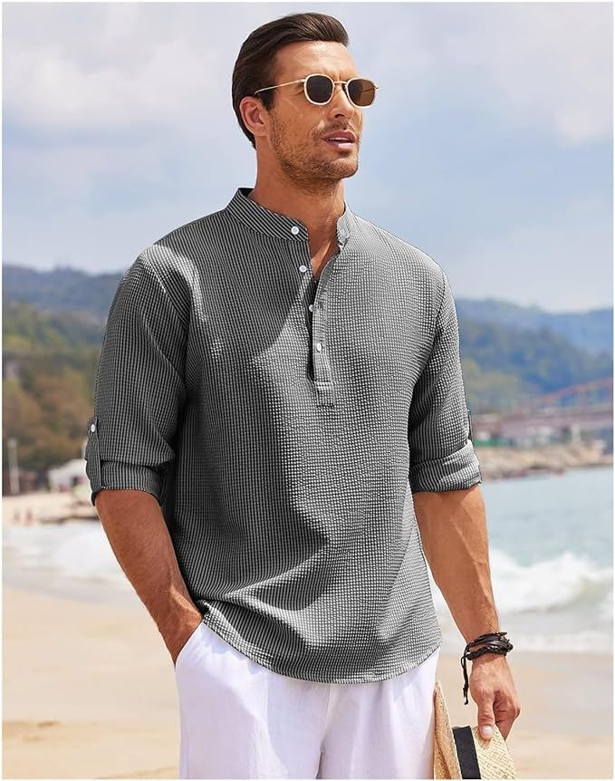 Reece | Men's Grandad Collar Casual Shirt