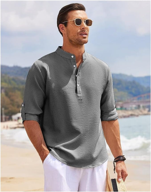 Reece | Men's Grandad Collar Casual Shirt