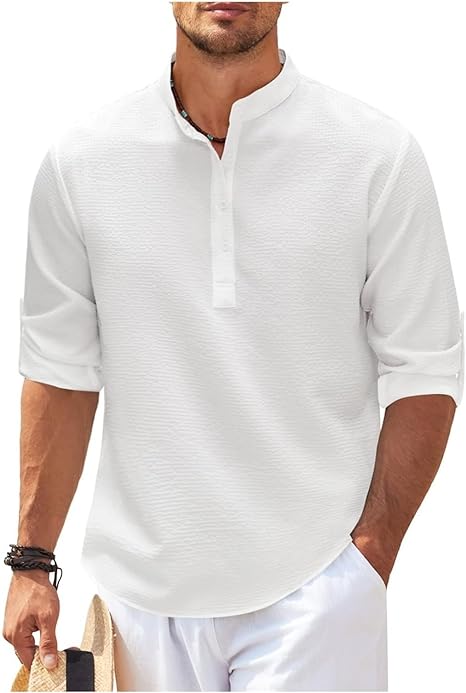 Reece | Men's Grandad Collar Casual Shirt