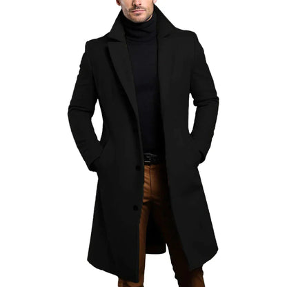 Reggie | Men's Long Coat with Notched Lapel