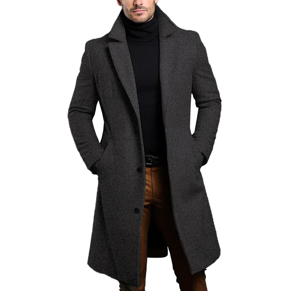 Reggie | Men's Long Coat with Notched Lapel