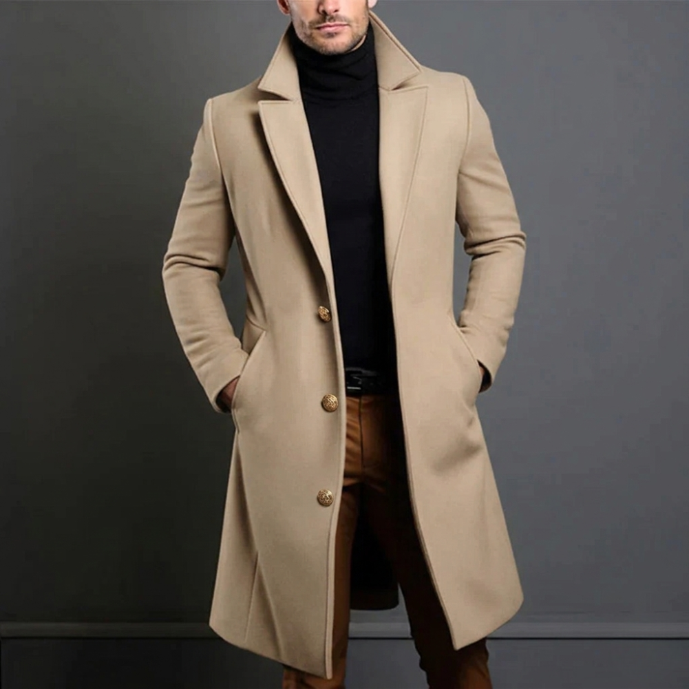 Reggie | Men's Long Coat with Notched Lapel