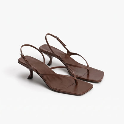 Retro Square Toe Kitten Heel Sandals