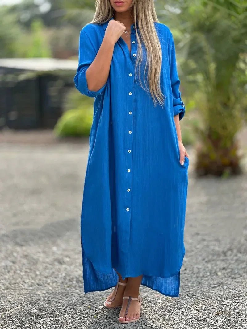 Roberta | Women's Button-Down Maxi Shirt Dress