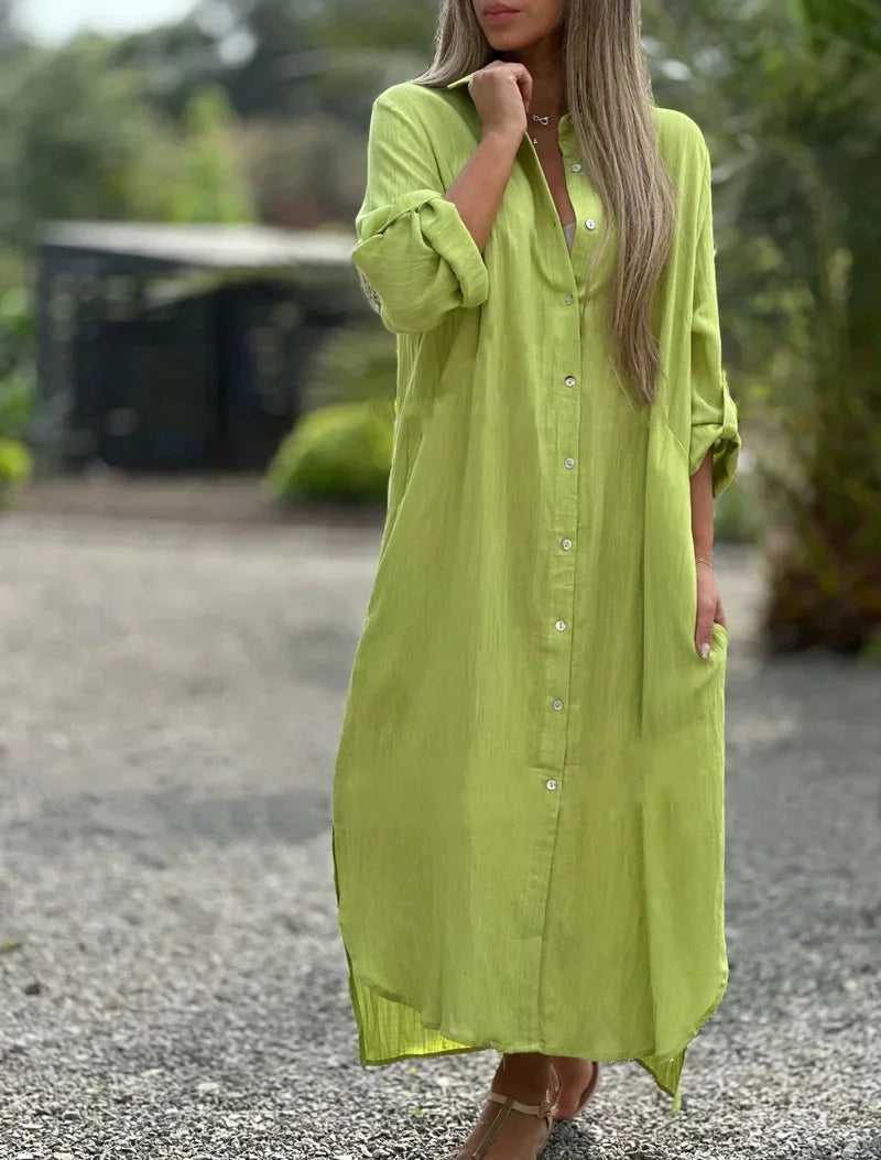 Roberta | Women's Button-Down Maxi Shirt Dress
