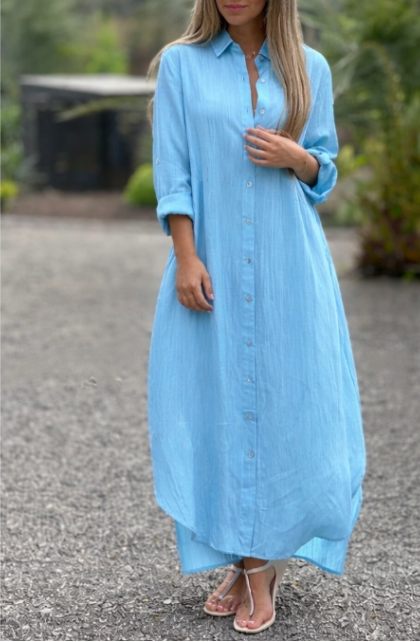 Roberta | Women's Button-Down Maxi Shirt Dress