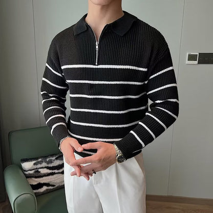 Ronnie | Men's Striped Zipper Neck Sweater