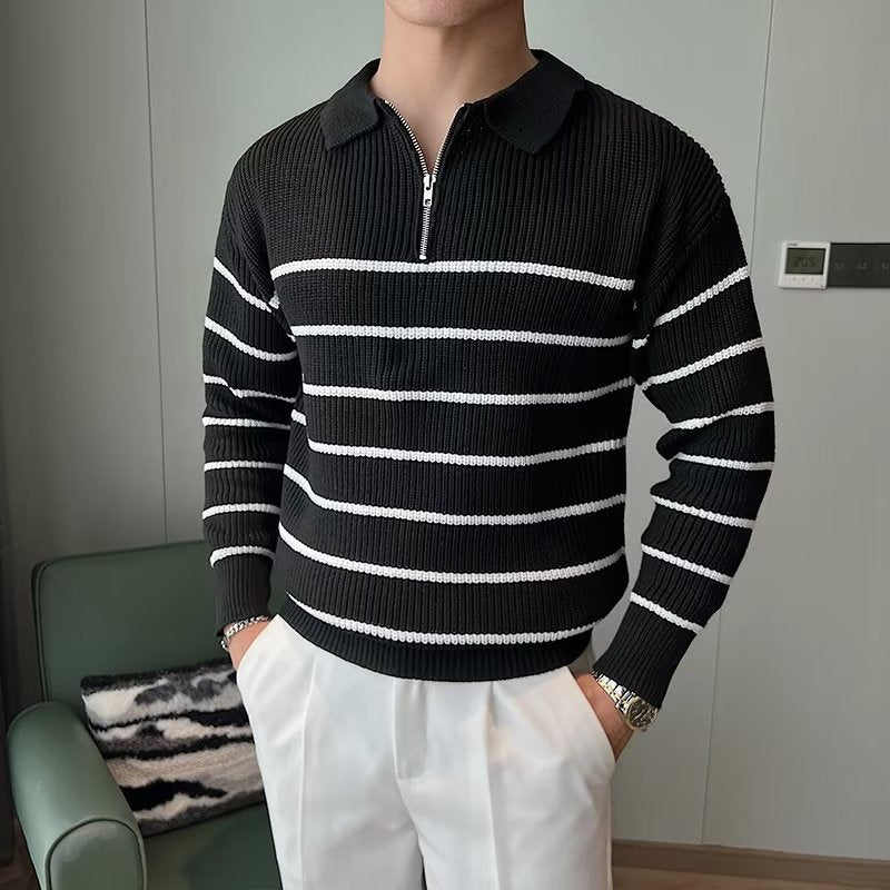 Ronnie | Men's Striped Zipper Neck Sweater