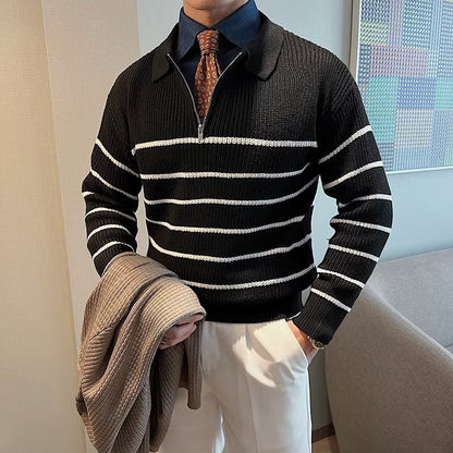Ronnie | Men's Striped Zipper Neck Sweater