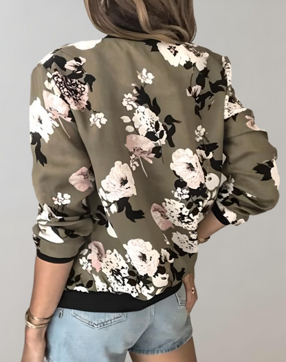 Rose | Women's Floral Zip-Up Bomber Jacket
