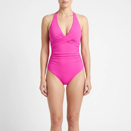 Ruched Halter Neck One-Piece Swimsuit