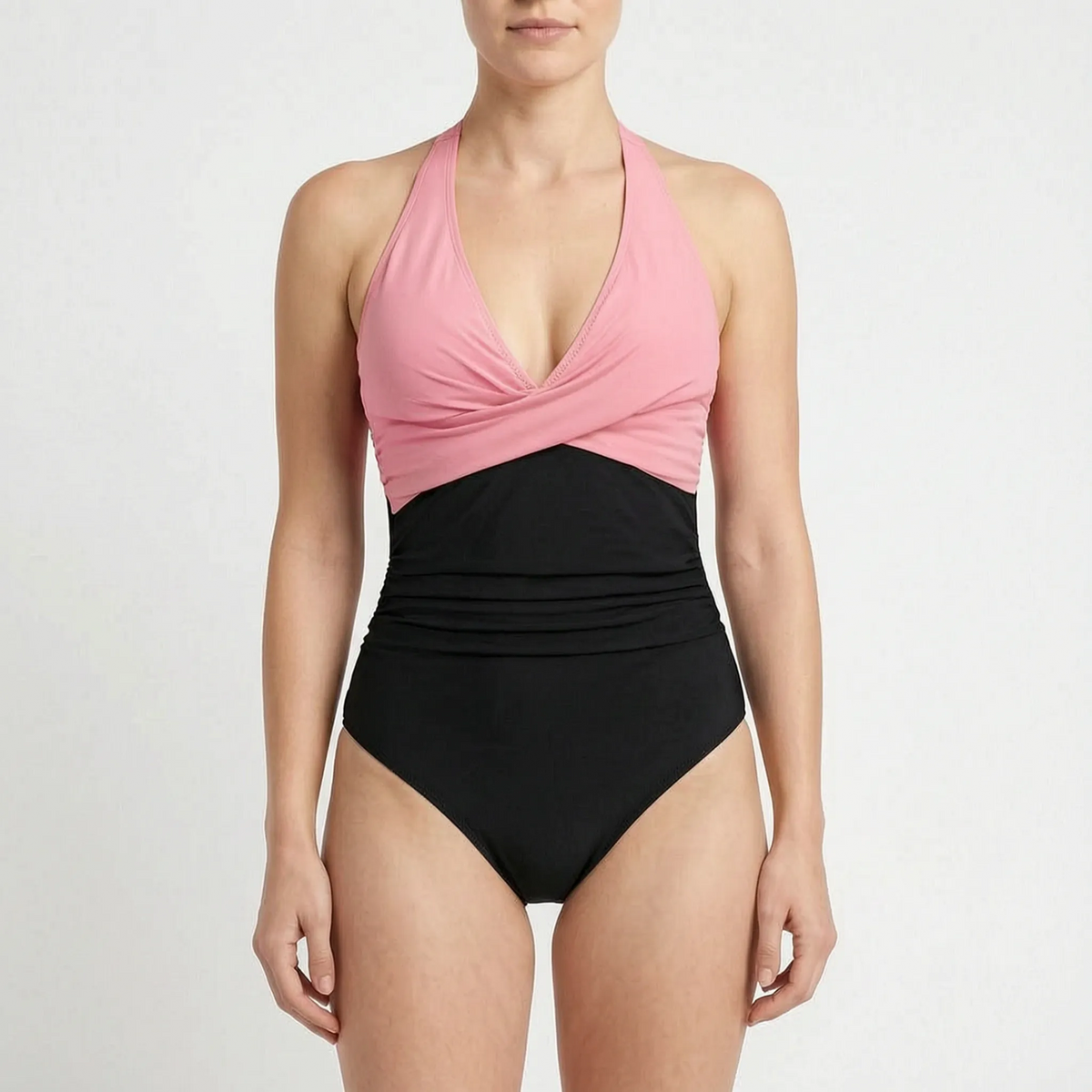 Ruched Halter Neck One-Piece Swimsuit