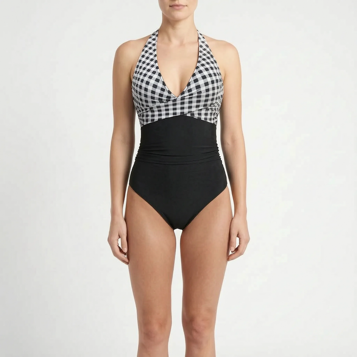 Ruched Halter Neck One-Piece Swimsuit