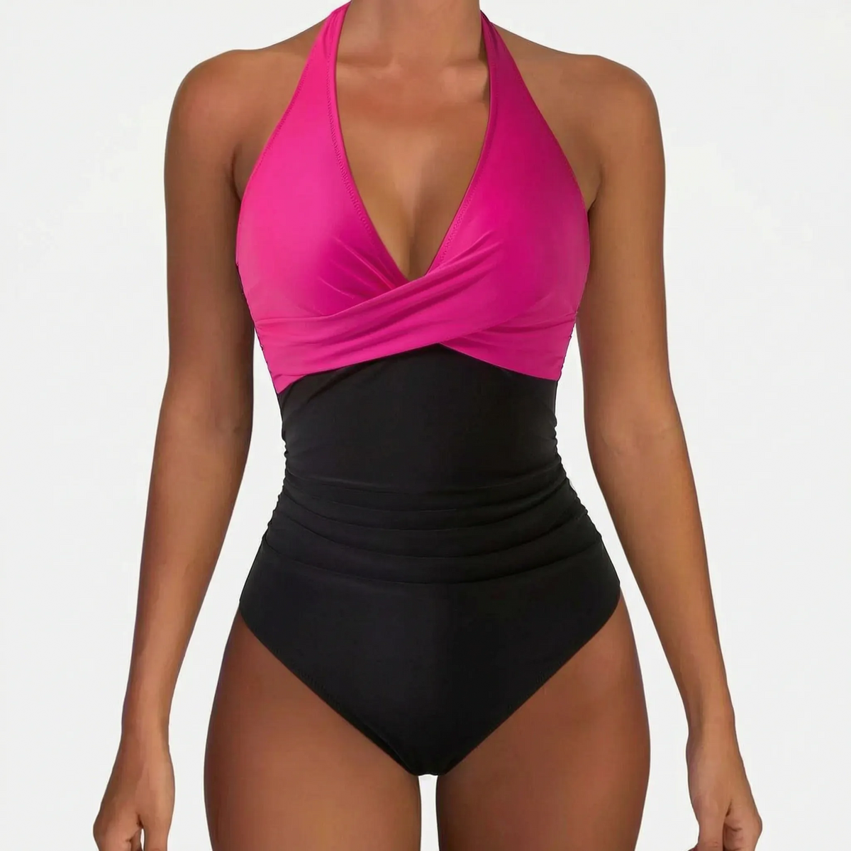 Ruched Halter Neck One-Piece Swimsuit