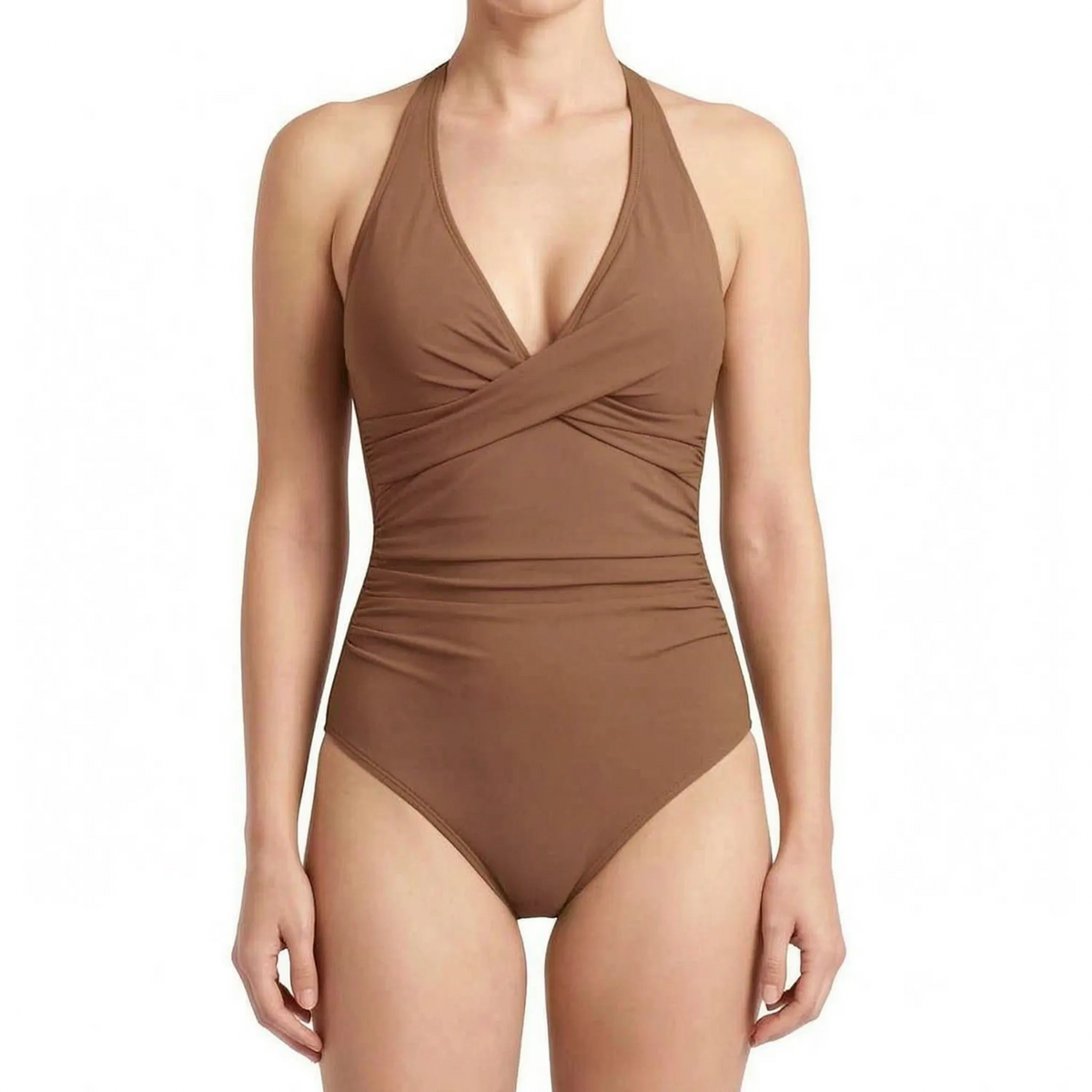 Ruched Halter Neck One-Piece Swimsuit