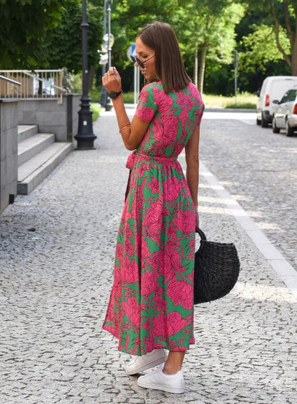 Sabrina | Women's V-Neck Wrap Midi Dress