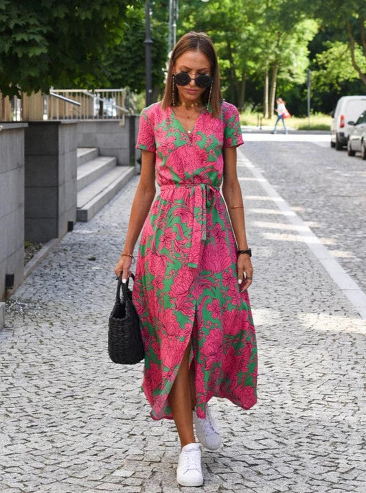 Sabrina | Women's V-Neck Wrap Midi Dress