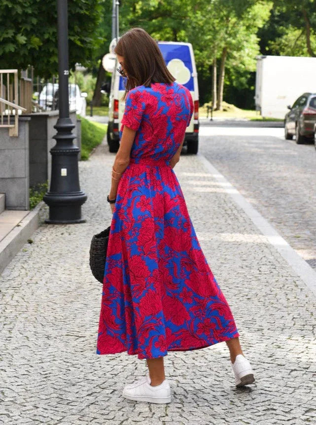 Sabrina | Women's V-Neck Wrap Midi Dress