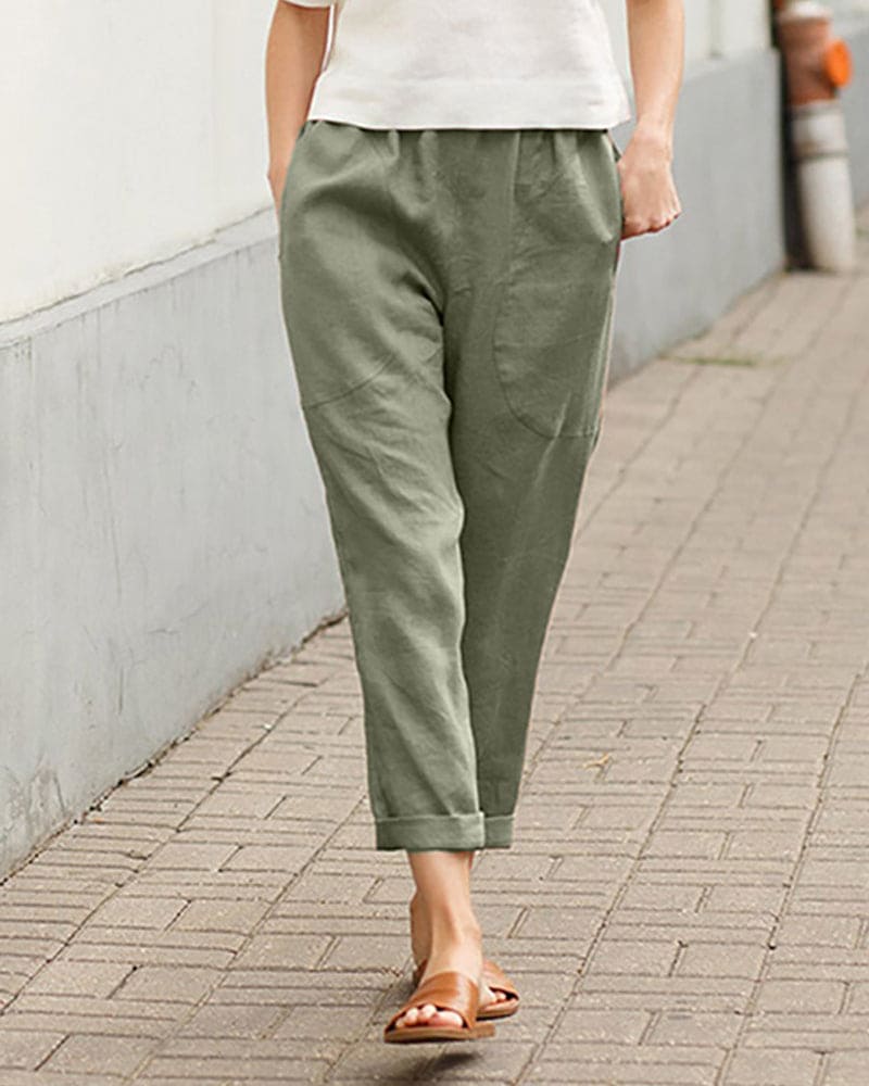 Sage | Women's Cropped Elastic Waist Pants