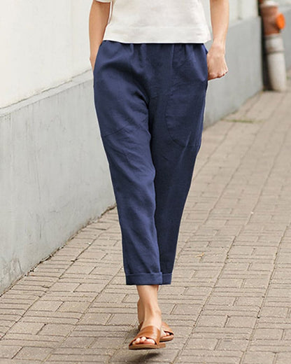 Sage | Women's Cropped Elastic Waist Pants