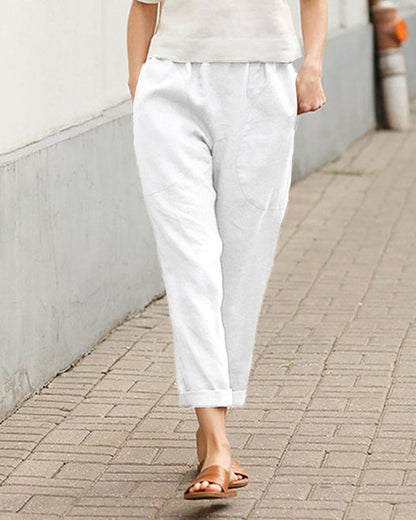 Sage | Women's Cropped Elastic Waist Pants